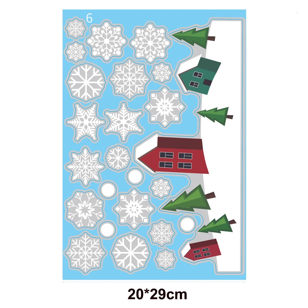 Christmas Window Stickers Santa Claus Reindeer Snowflake Static Window Clings Merry Christmas Glass Decals New Year Party Decors