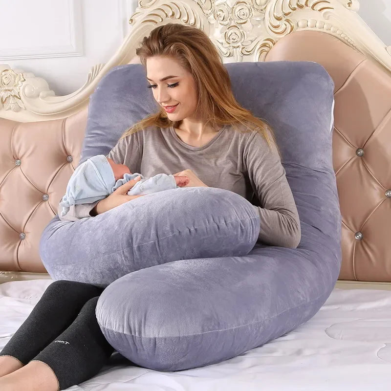 140x70cm 3000g 6.6lb Soft Pregnant Pillow U Type Lumbar Pillow Multi Function Side Protect Cushion for Pregnancy Women Velvet