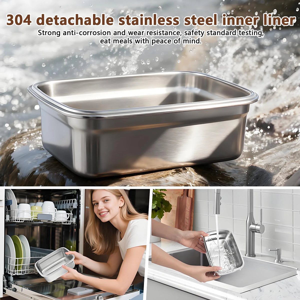 Rechargeable Electric Lunch Box Cordless Heated Lunch Box Battery Powered Self Heating Food Container Portable Bento Box No Water Required Food Warmer Stainless Steel Liner For Office Work School Travel Car Camping Home Kitch