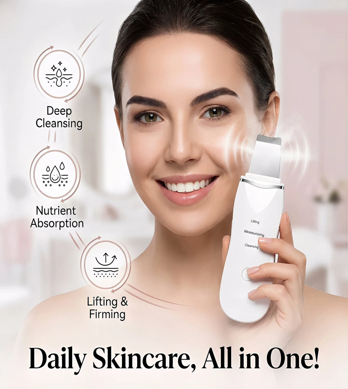 Electric Facial Cleaner 5 IN 1 Face Cleansing Brush Wash Machine Spa Skin Care Massager  Battery-powered（Without battery）