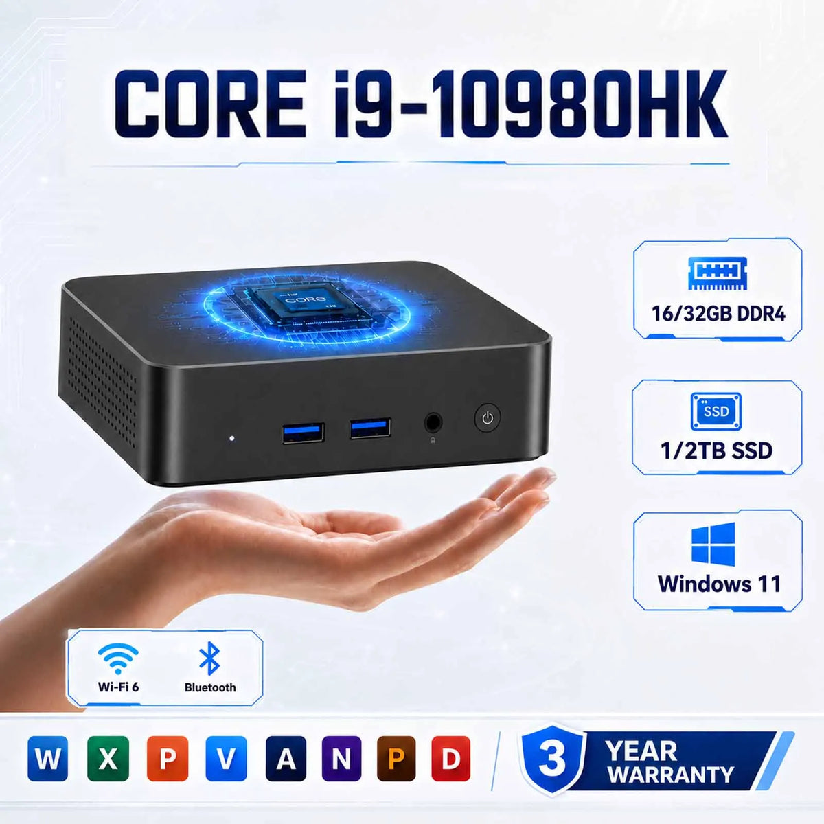 Mini PC Windows 11 Intel Core I9 10980HK 16GB RAM 1TB SSD Windows 11 WiFi Office Business