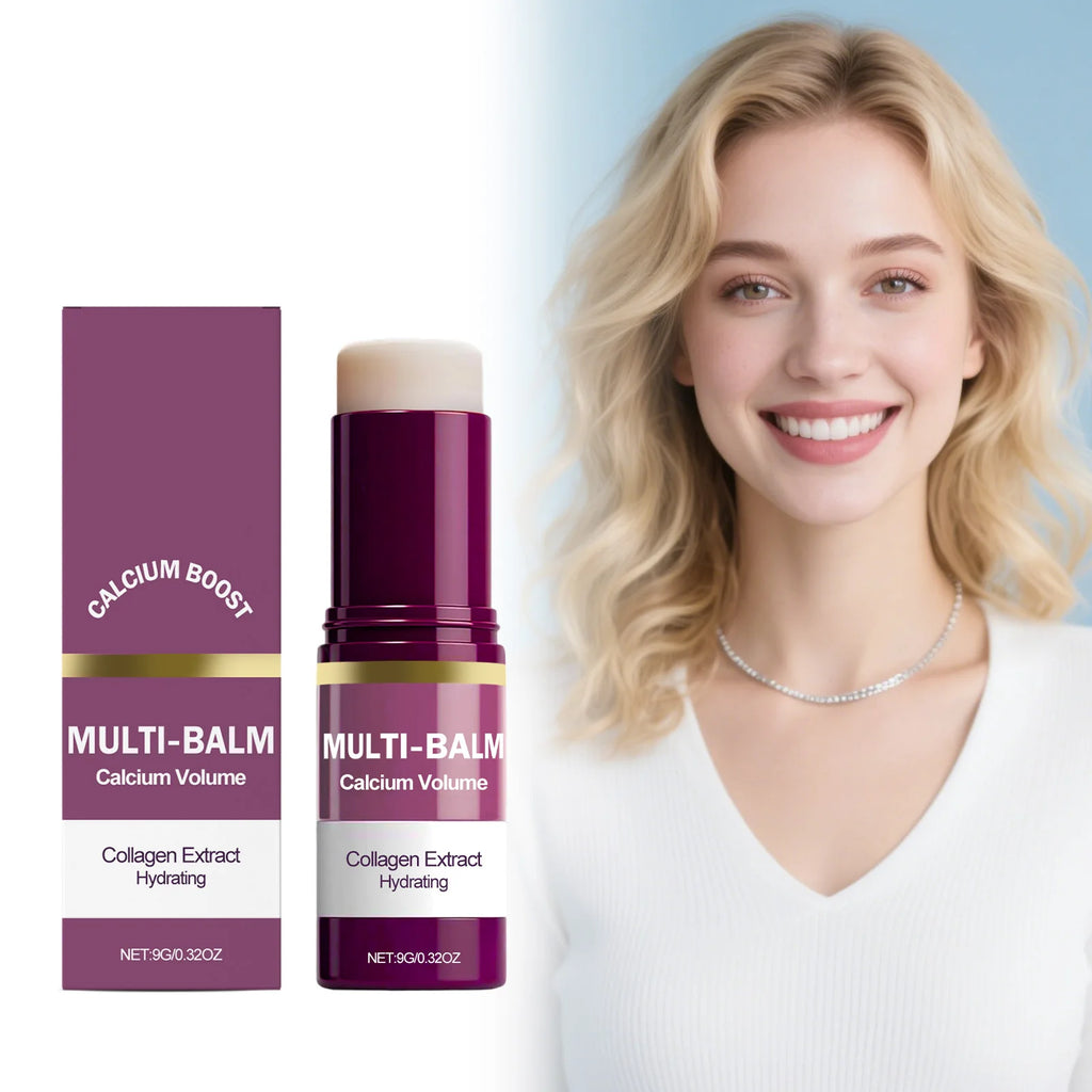 Calcium Boost Collagen Multi Balm Hydrating Moisturizing Stick for Lips Eyes Face Neck Portable Daily Skin Care Balm Stick