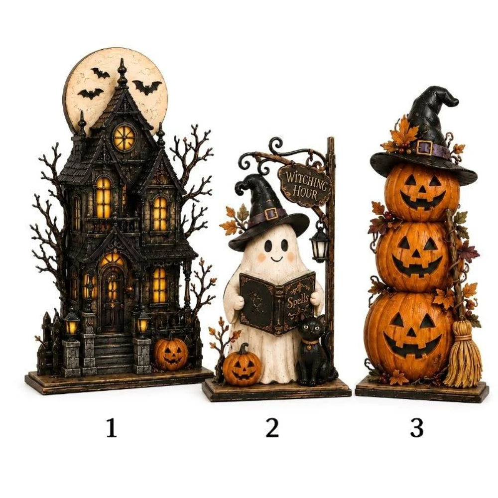 Halloween Decor Set Styles Vintage Wooden Indoor Decorations for Shelf Decoration Featuring Elements Such as Ghosts Pumpkins