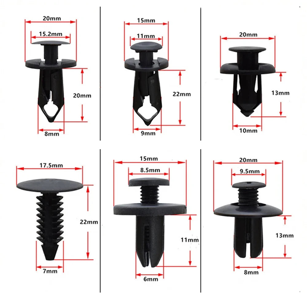190pcs Car Retainer Clips 6 Sizes Fasteners Automotive Plastic Clips Kit Auto Trim Panel Clip Mixed Car Body Bumper Rivet