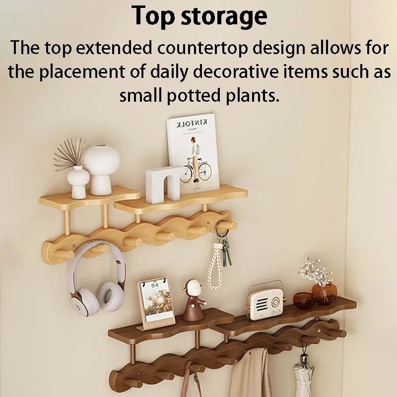 Entrance Hall Coat Rack Wall Mounted Clothes Scarf Storage Hooks Interior Clothing Bag Keys Organizer Hangers with Storage Rack