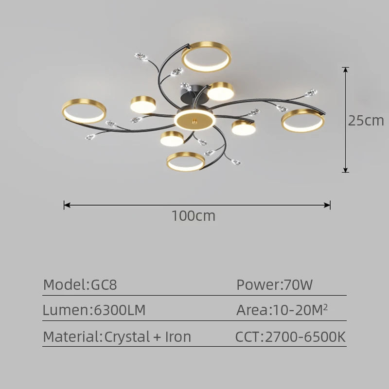 Lustre Chandelier Ceiling Lights Simple Black Gold Luxury Home Pendant Light Nordic Modern Smart Lobby Dining Room Chandeliers