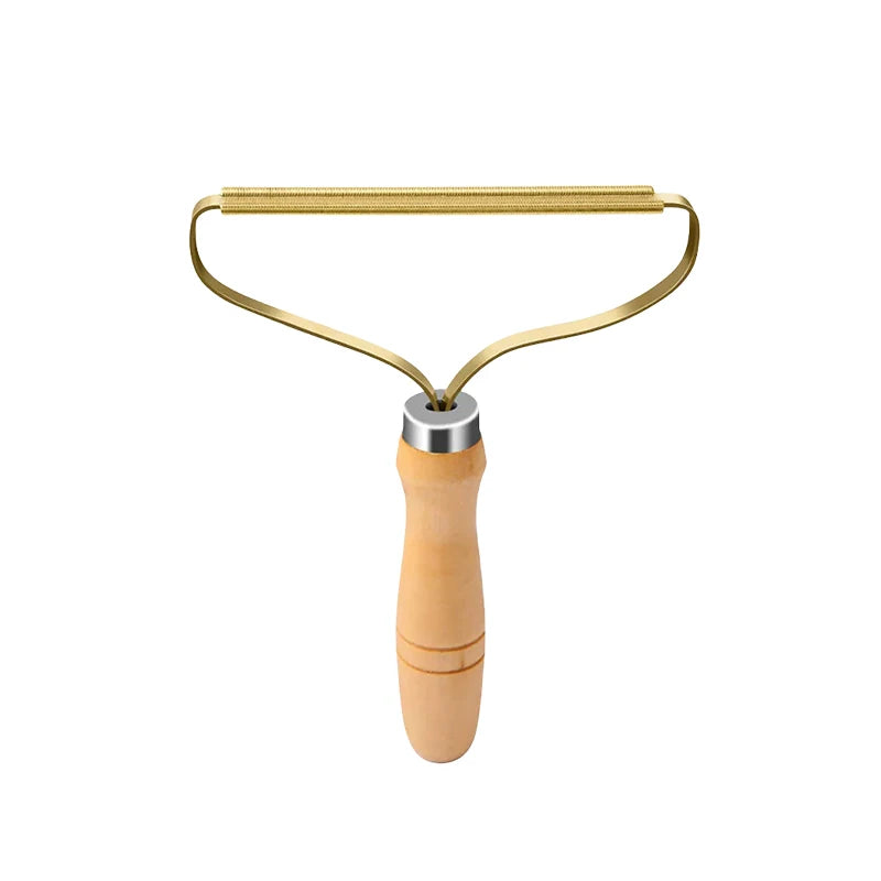 Reusable Metal Lint Remover Tool Durable Pet Hair Remover Tool with Wooden Handle Portable Fabric Shaver Fuzz Cleaner for Clothe