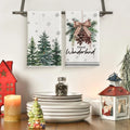 Christmas Pine Trees Snowflakes Designs Kitchen Dish Towels Cleaning Supplies Quick Drying Bar Hand Dishcloths Xams Decorations