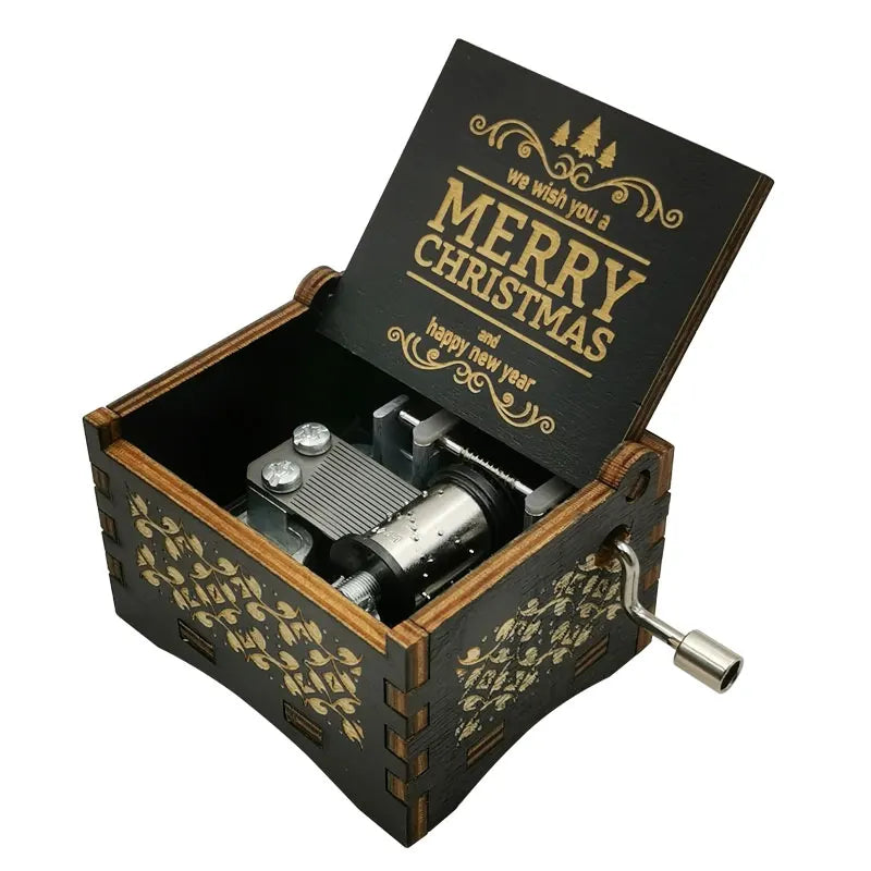 《We Wish You A Merry Christmas》Wooden 18-tone Music Box Desktop Decorative Ornaments New Year's Party Gift For Friends ﻿