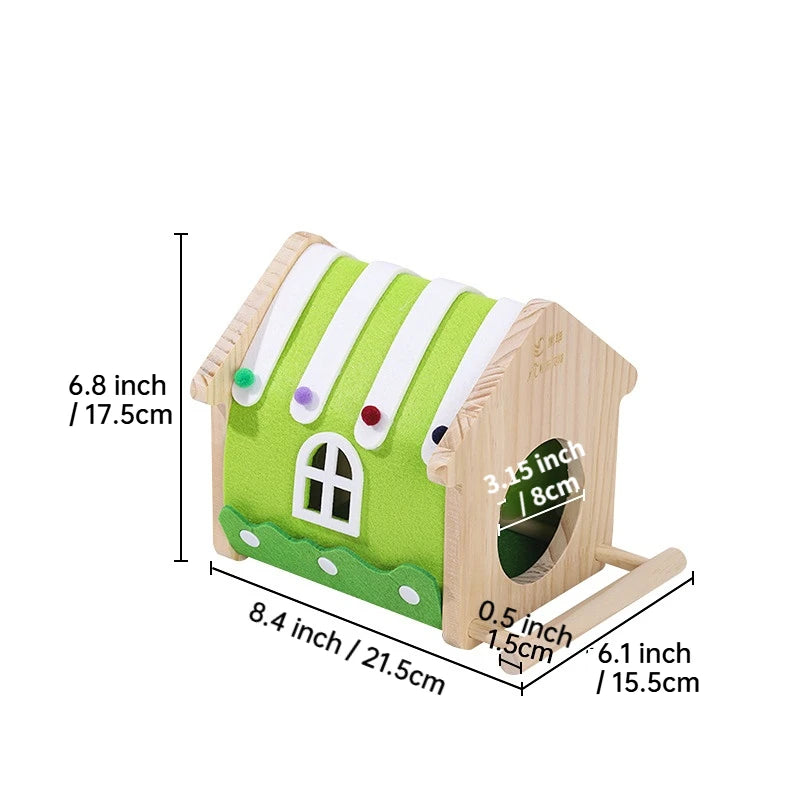 Winter Pet Colorful Felt Wood Parakeet Nest Box Bird House Breeding Nesting Bird Cage Box for Lovebirds Cockatiel Parrotlets