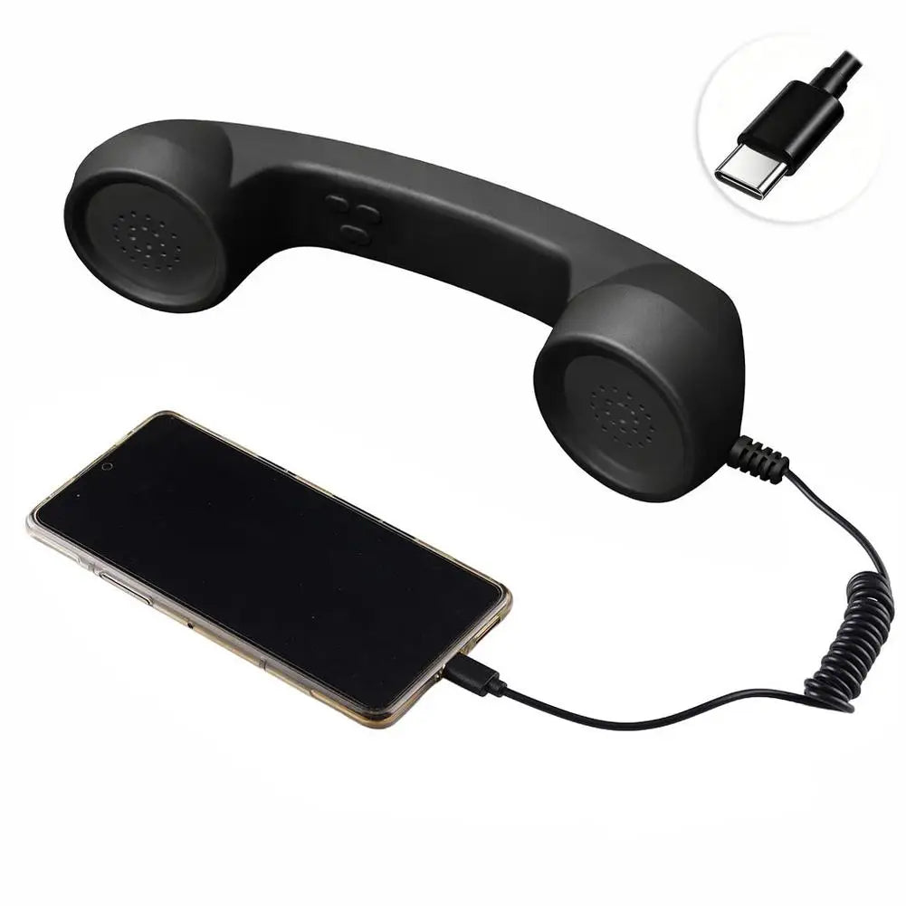 Retro Telephone Receiver Type-C 3.5mm Microphone Handset Directly Plug Into Mobile Phone Handset For Mobile Phones