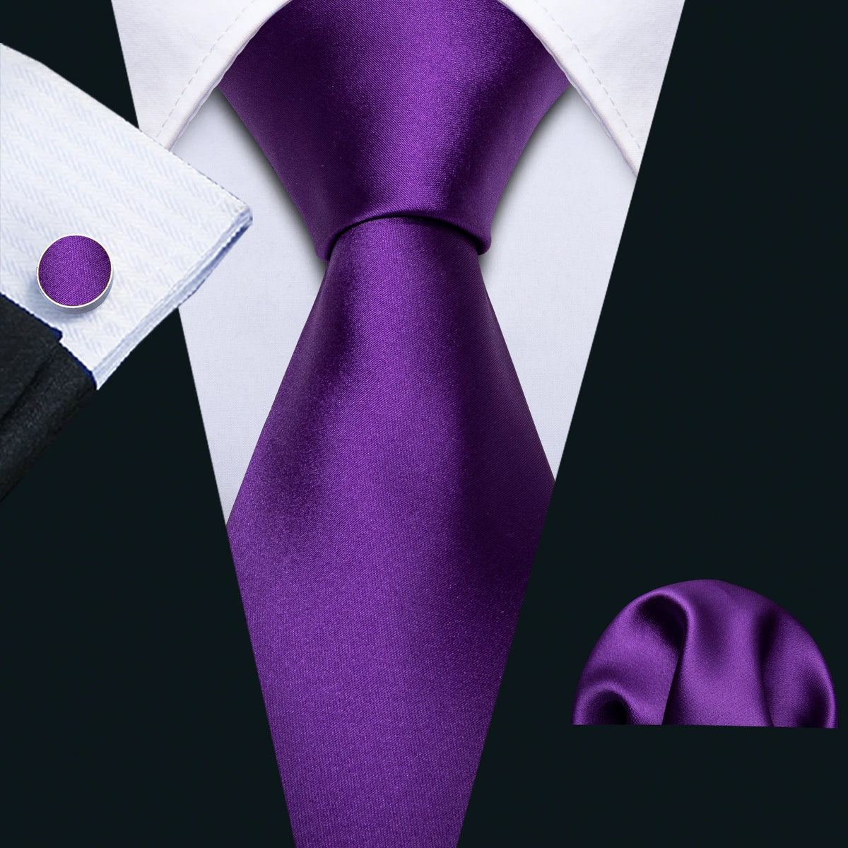 Male Gift Men Tie Set Purple Violet Solid Paisley Striped Wedding Business Tie for Man Necktie Handky Cufflinks Barry.Wang
