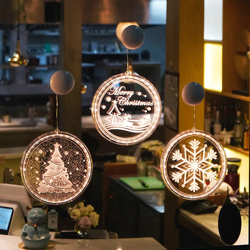 Merry Christmas LED Fairy Lights Santa Claus Elk Living Doors Windows Decoration New Year Gift  Christmas Tree Hanging Light