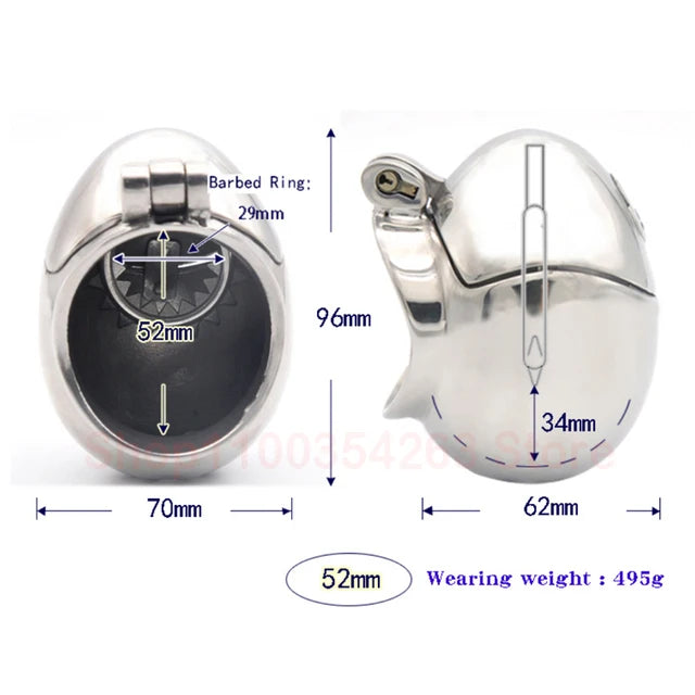 Stainless Steel Fully Restraint Male Chastity Devices With Thorn Ring,Scrotum Ball Stretcher,Metal Cock Cage,BDSM SexToy For Men