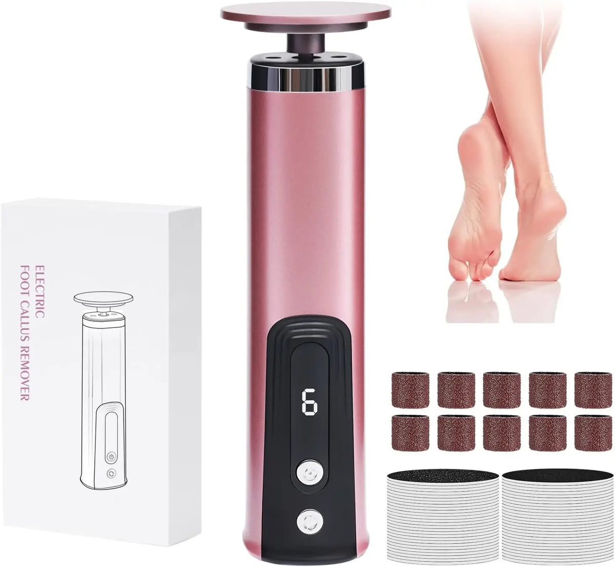 Electric Foot Callus Remover 2 In 1 Nail Foot File Pedicure Tool Rechargeable Wireless Powerful Foot Scrubber Dead Skin Remover