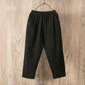 Women Summer Casual Loose Harem Elastic Waist Cotton Linen Pants Ninth Trousers