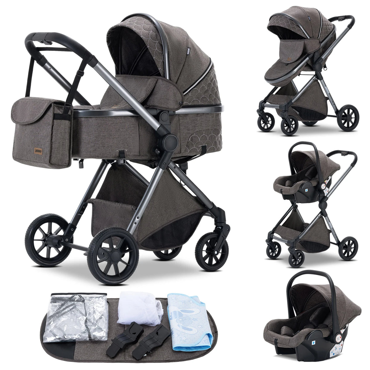 Newest 3 in 1 Baby Stroller Portable Travel Baby Carriage Folding Prams Aluminum Frame High Landscape Car for Newborn Baby