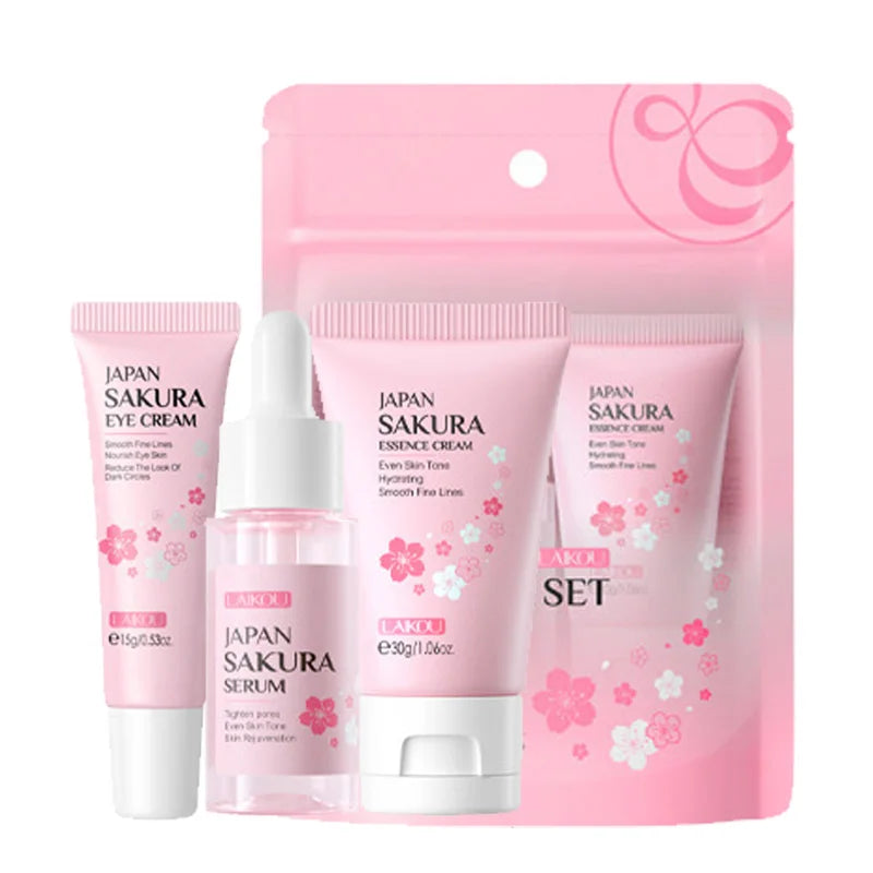 LAIKOU Vitamin C Skin Care Sets 3pcs Face Cream Serum Eye Cream Moisturizing Anti-Wrinkle Facial Care Kit