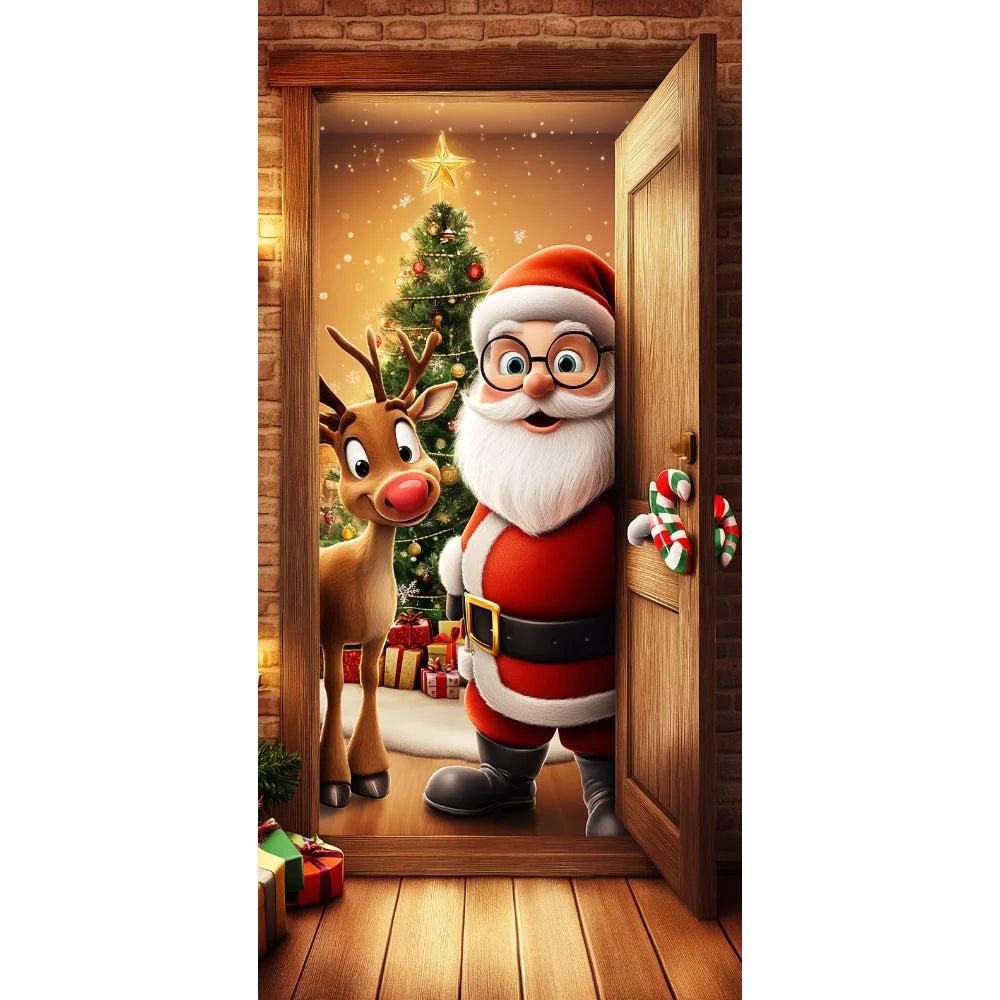 Christmas Door Hanging Banner Merry Christmas Decoration For Home  Navidad Christmas Wall stickers Xmas Gift New Year