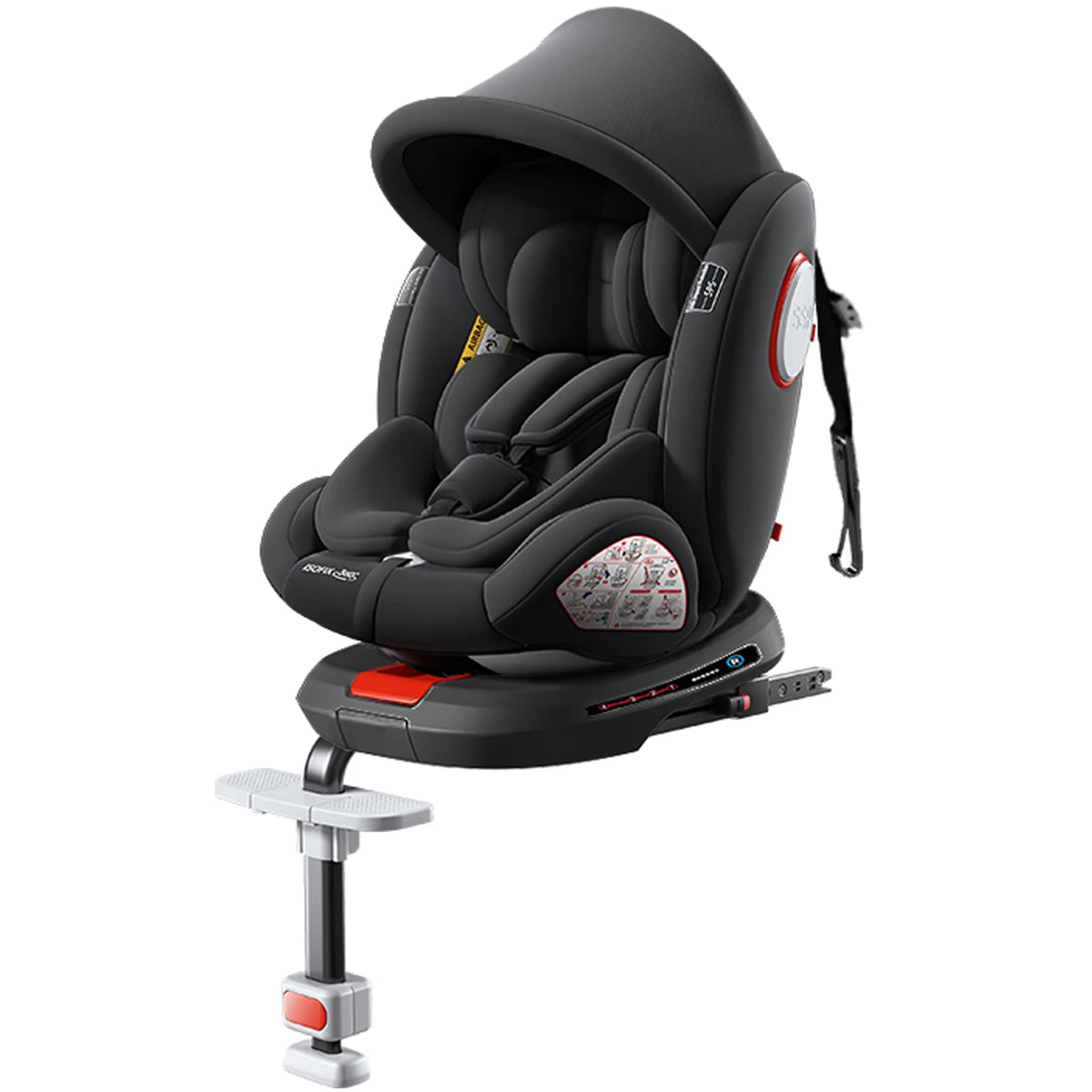 360° Swivel Baby Car Seat with Easy In-Out Rotation, ISOFIX, I-Size R129 Child Seat 40-150cm, 10-Position Headrest, 4 Recline Angles, Thick Padded Seat, Side Impact Protection, Rearward & Forward Facing for Infant, Toddler, and Kids