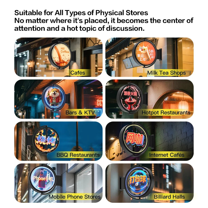 2025 Outdoor Wall Mount Waterproof 3D Hologram LED Fan Display Single/Double Side LOGO Display 3D Hologram Advertising Equipment