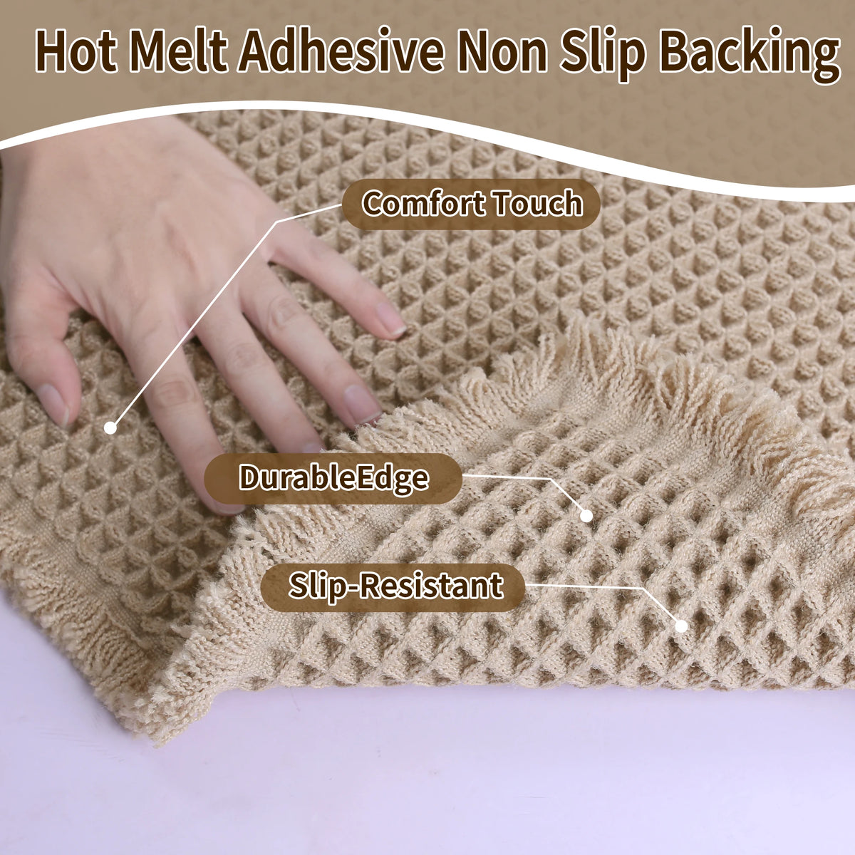 Super Absorbent Bath Mat with Non Slip Backing Waffle Textured Bathroom Rug for Shower Tub Quick-Dry Bath Mat Floor Protection