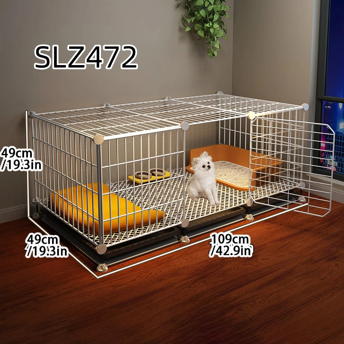 Dog Cage for Small Dogs Like Pomeranian, Teddy, Bichon, Warm Winter Pet Kennel for Medium-Sized Dogs with Separate Toilet Area