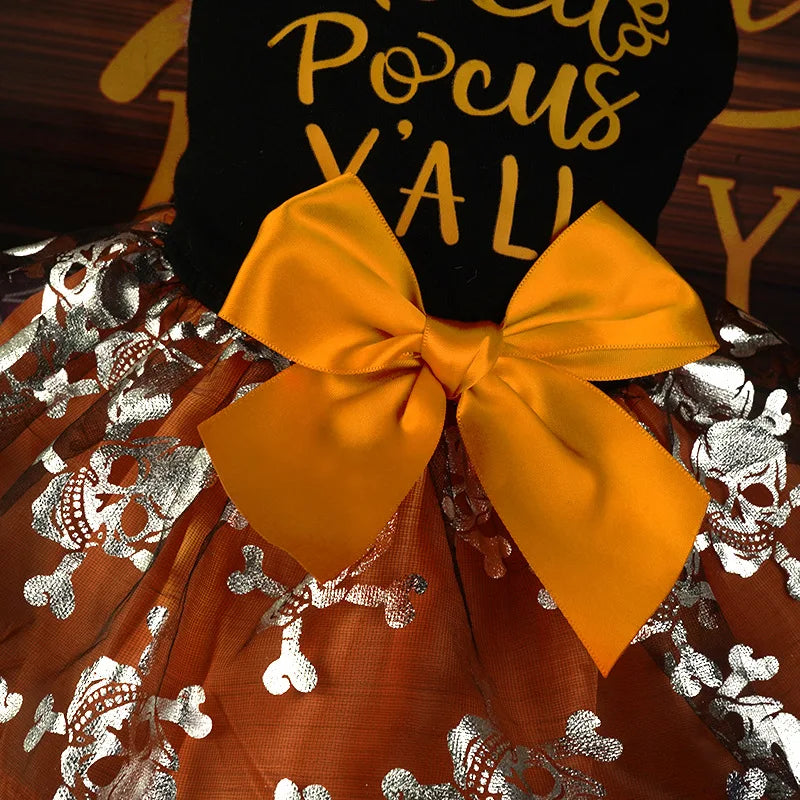 Newfashion Autumn Pet Halloween Costume Pumpkin Dress For Small Medium Dogs Teddy Pomeranian Cross-Border Popular Cat Pet Clothes