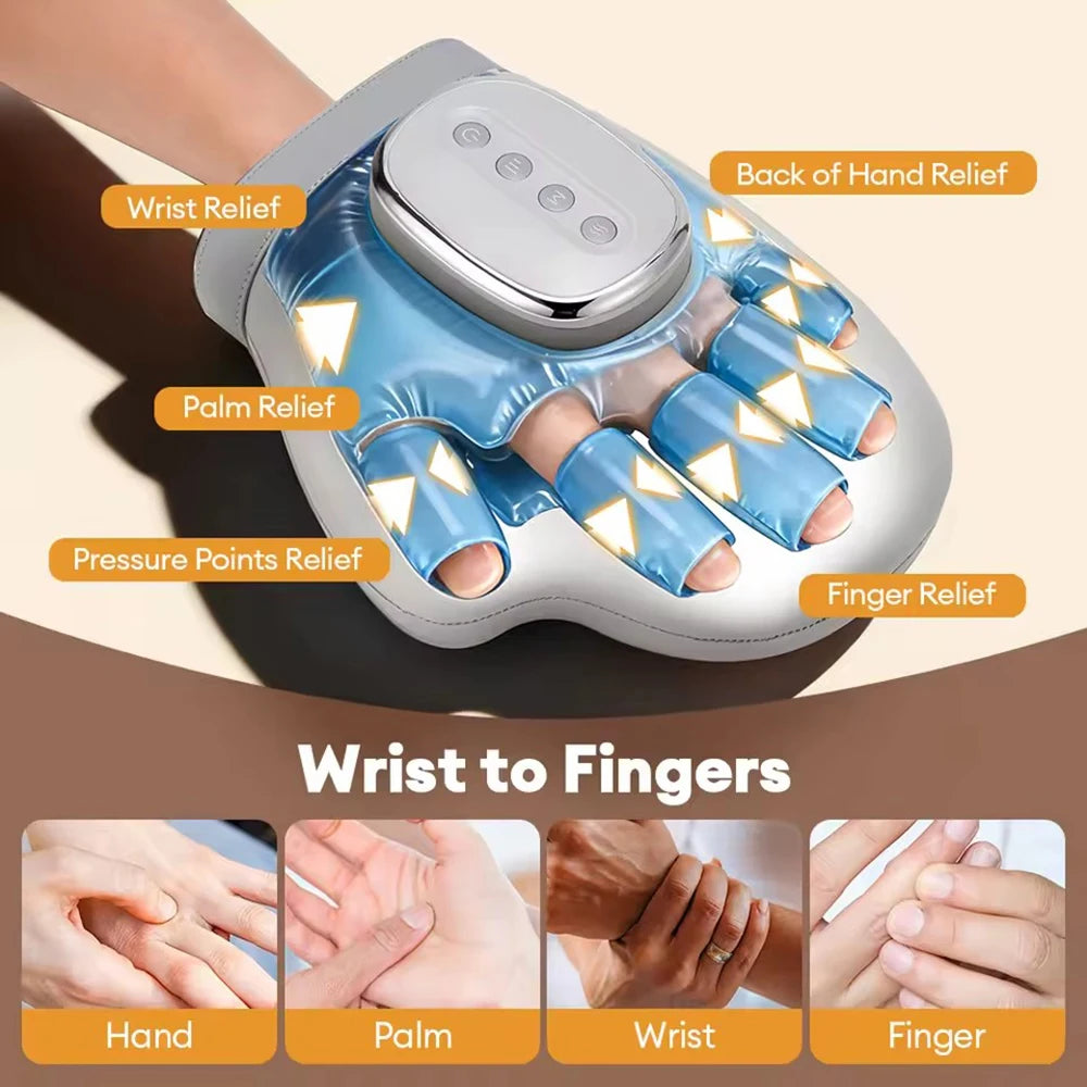 Fast Shipping Electric Hand Massager Airbag Compress Finger Massage Glove Air Pressure Kneading Thumb Acupoint Palm Massager Finger Masajeador