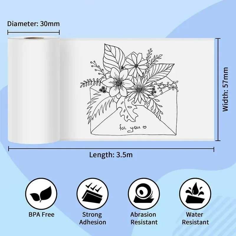 HD Mini Portable Thermal Printer 57mm Self-Adhesive Paper Label Sticker for Phone Picture Photo Printing Universal Portable Labe