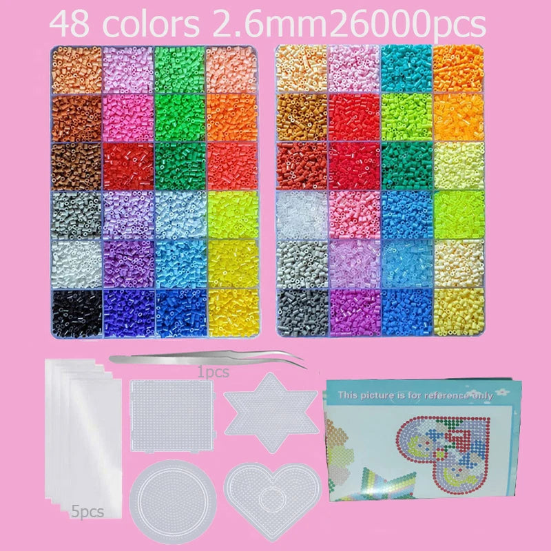 Hama Beads Box Embalagem Thermal Mosaic Ferro Educação Beads, Ironing Beads Fuse Beads Brinquedo DIY, 24 48 72 Cores 2.6MM 5MM