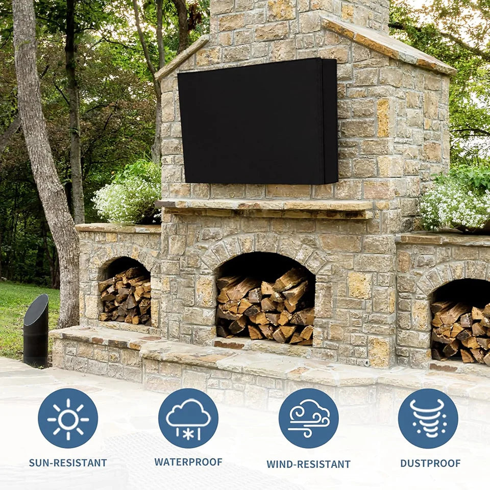 Outdoor TV Cover with Roll Up Front Flat Zipper Weatherproof TV Cover For Outside LED LCD Flat Screen 100" 90 85 75 65 55 inch