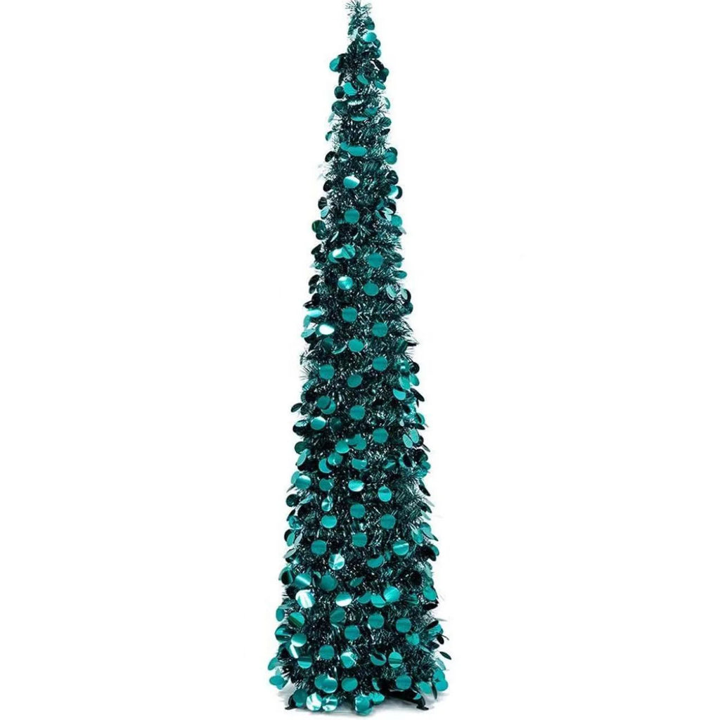 Christmas Tree 1.2m Retractable Foldable Tinsel Chenille Spiral Design Festive Holiday Christmas Decor Home Indoor Accessory