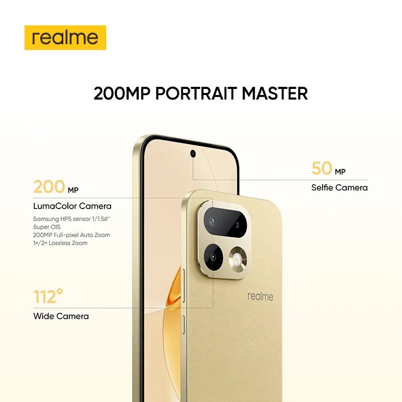 realme 16Pro 5G Smartphone Fast Charge 45W  Battery 6500mAh, Camera 200MP OIS, IP69 AMOLED Display 144Hz 6.78"