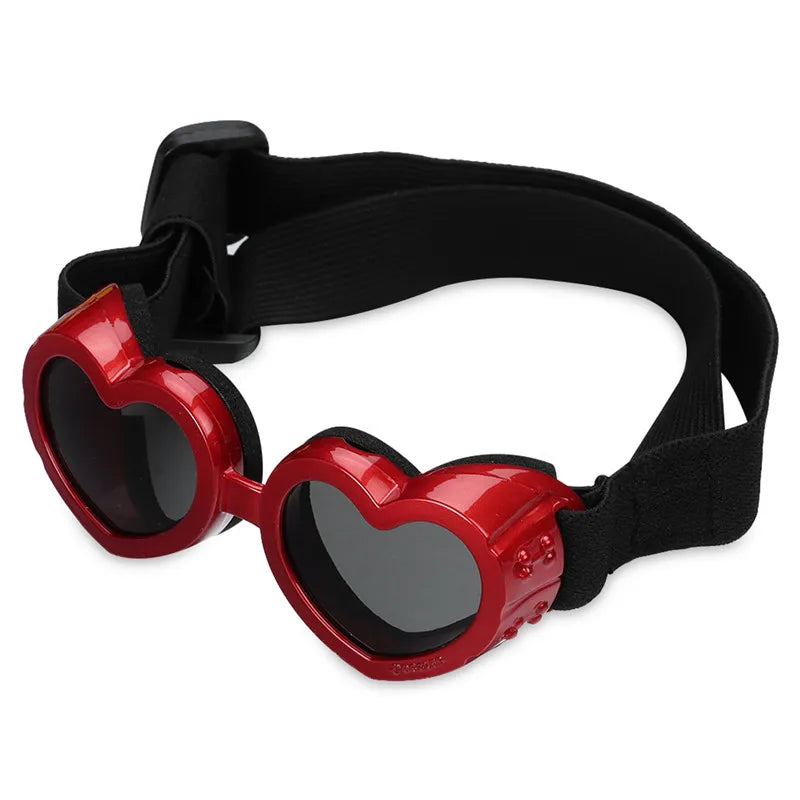 1 pc Heart-shaped Small Dog Sunglasses Waterproof UV Protection Cat Sunglasses with Adjustable Strap Goggles Pet Products
