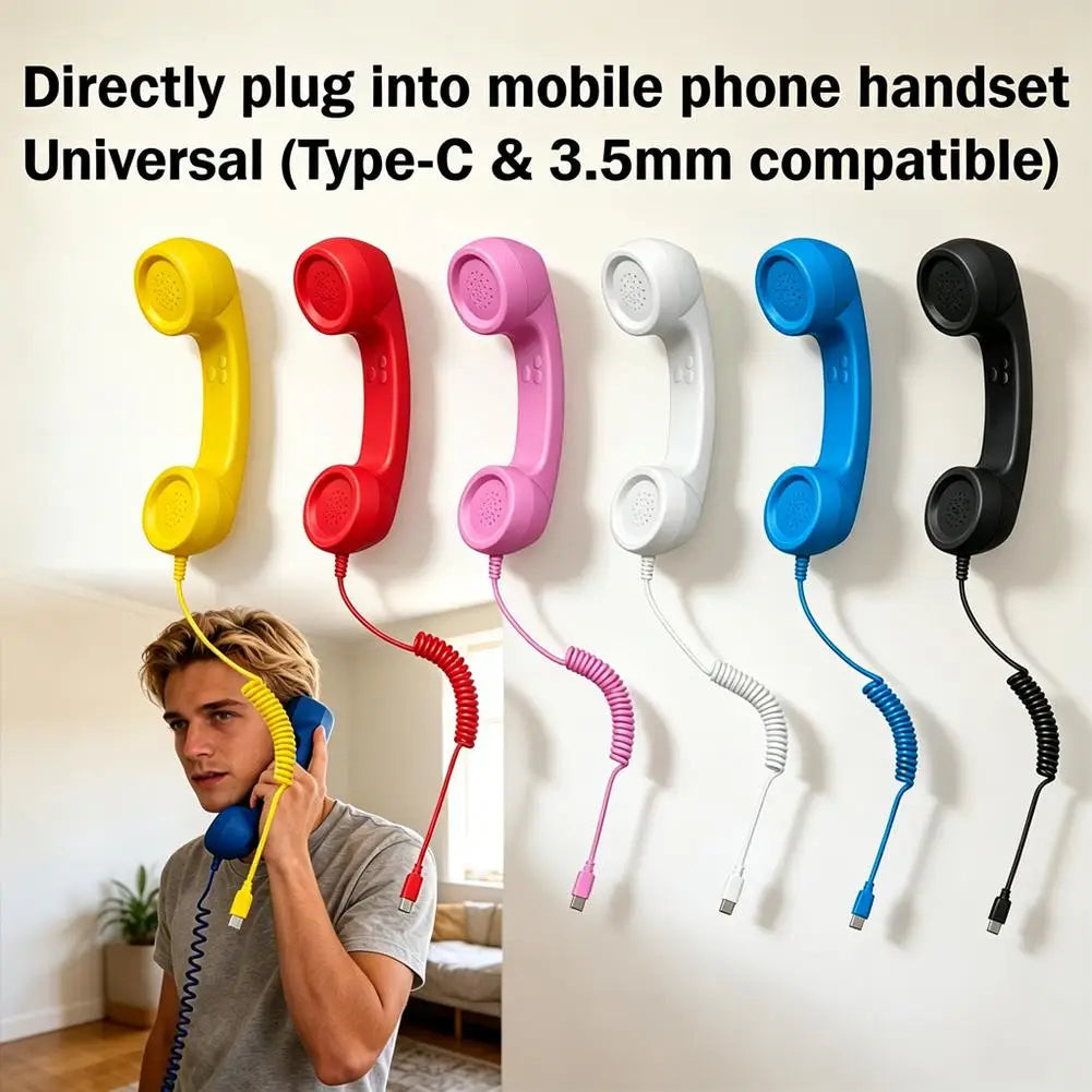 Retro Telephone Handset Receiver Type C 3.5mm Direct Plug Handheld For Mobile Phones PC Computer