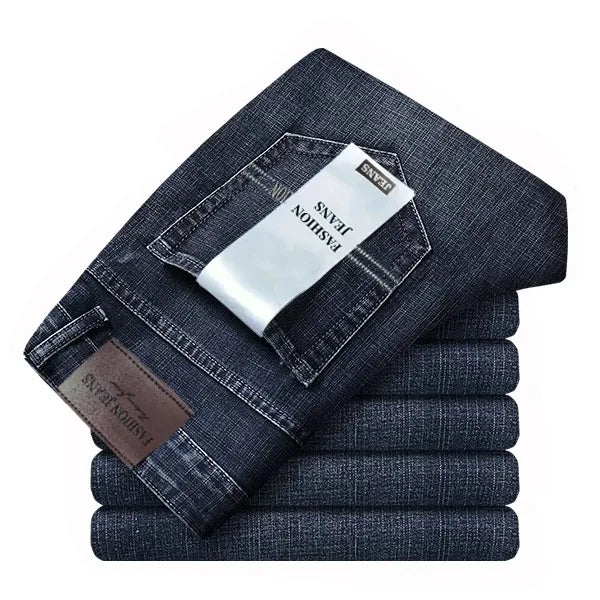 2026 Top Brand Washed Jeans Trousers Four Season Men's High Quality Jeans Business Casual High Waist Denim Pants