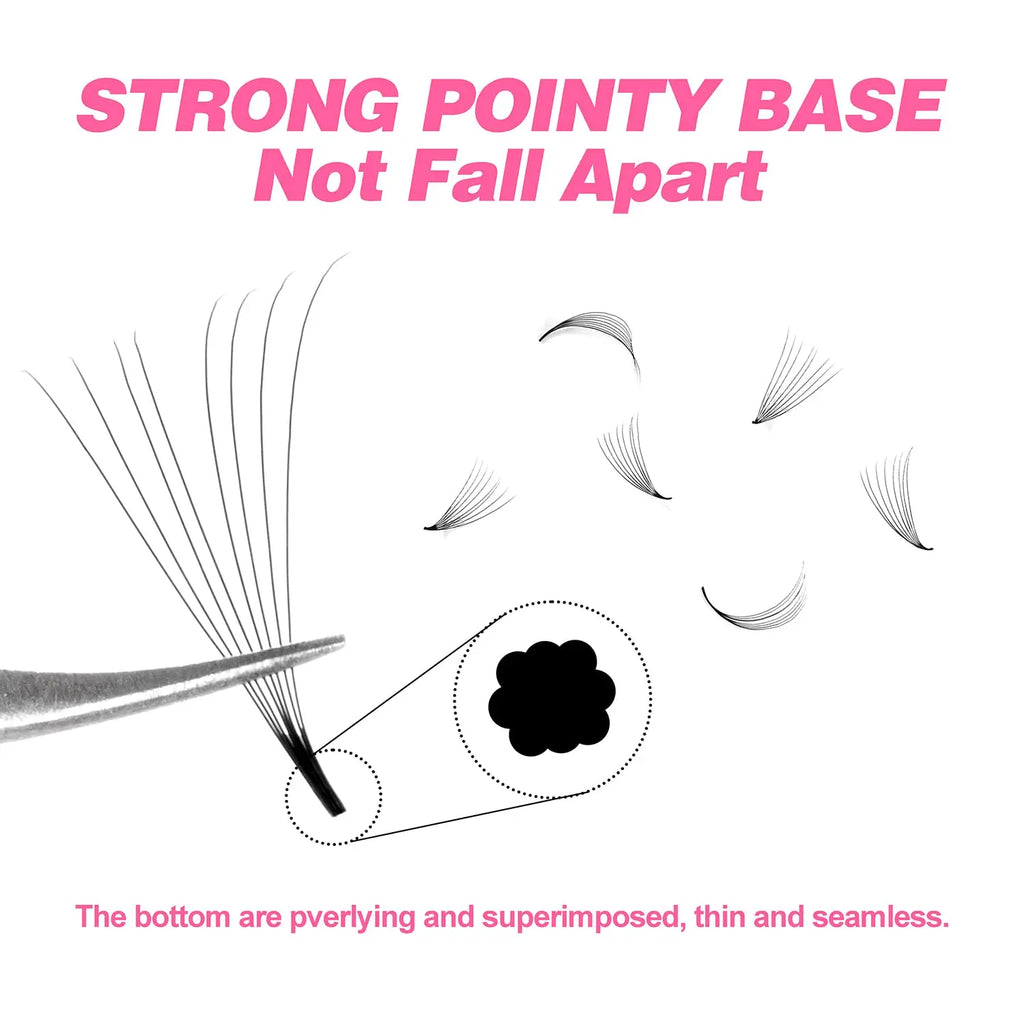 TDANCE 600 Fans Loose Fan Mixed Length Slim Medium Base Sharp Pointy Stem Premade Russian Volume Loose Fans Eyelashes Extensions