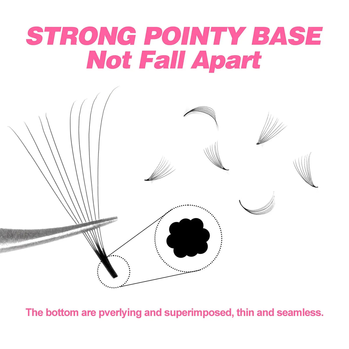 TDANCE 600 Fans Loose Fan Mixed Length Slim Medium Base Sharp Pointy Stem Premade Russian Volume Loose Fans Eyelashes Extensions