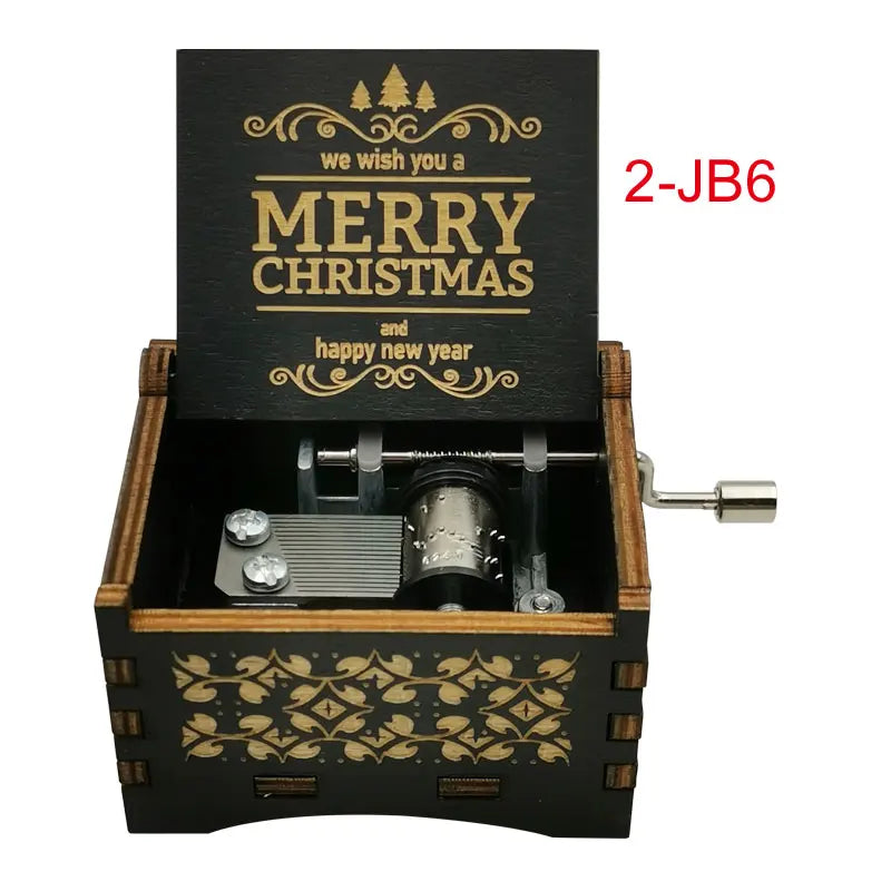 《We Wish You A Merry Christmas》Wooden 18-tone Music Box Desktop Decorative Ornaments New Year's Party Gift For Friends ﻿