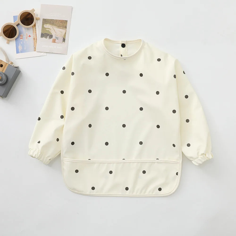 Erduo Newborn Baby Waterproof Feeding Bibs Soft Fabric Infant Apron Long Sleeve School Feeding Bib Eating Accessories