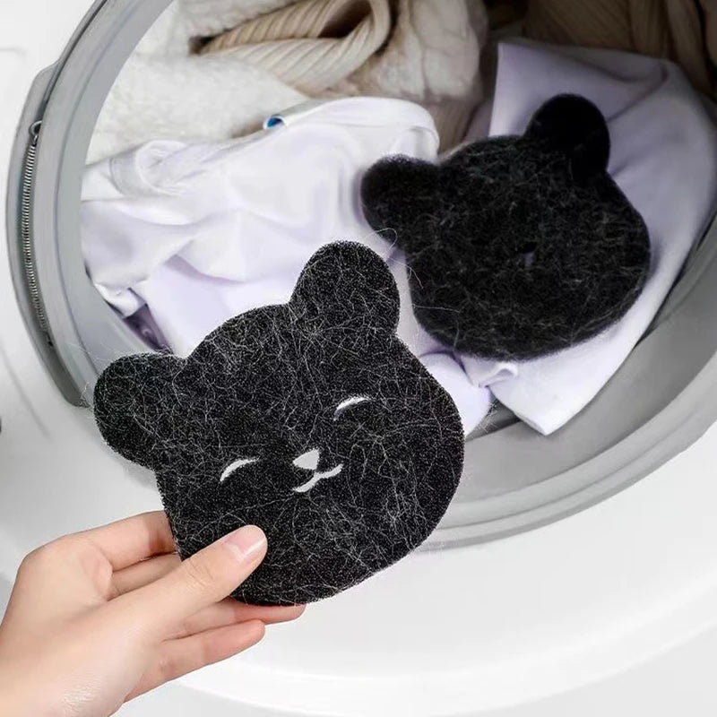 4/2 Sets of Household Pet Hair Remover, Bear-Shaped Adhesive Sponge for Washing Machine, Reusable, Suitable for Washing Machine and Dryer, Black