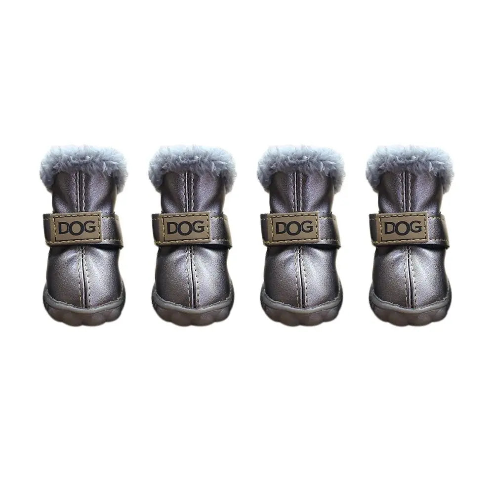 Dog Boots Warm Pet Snow Boots Waterproof Non Slip Winter Pet Dog Shoes /PU Soft Dog Rainshoes for 4Pcs/Set Cats