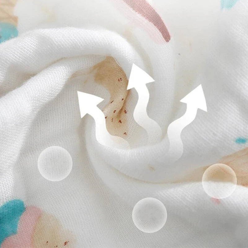 5-Piece 25*25cm Six-Layer Cotton Gauze Baby Face Wash Towel, High-Density Cartoon Handkerchief for Newborns and Kids