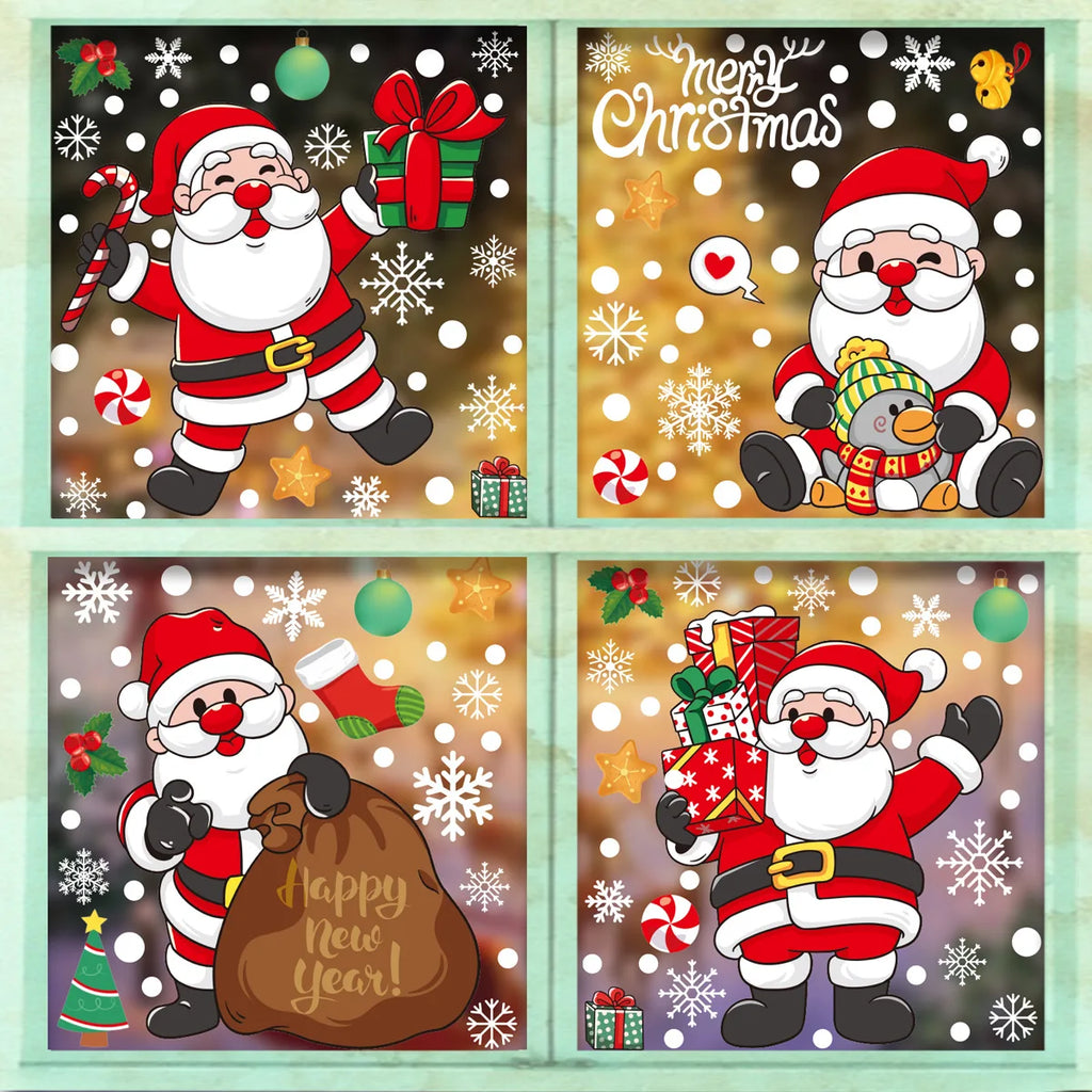 Merry Christmas Window Stickers Wall Sticker Xmas Decals Christmas Decorations For Home Shopping Mall Store Office Window