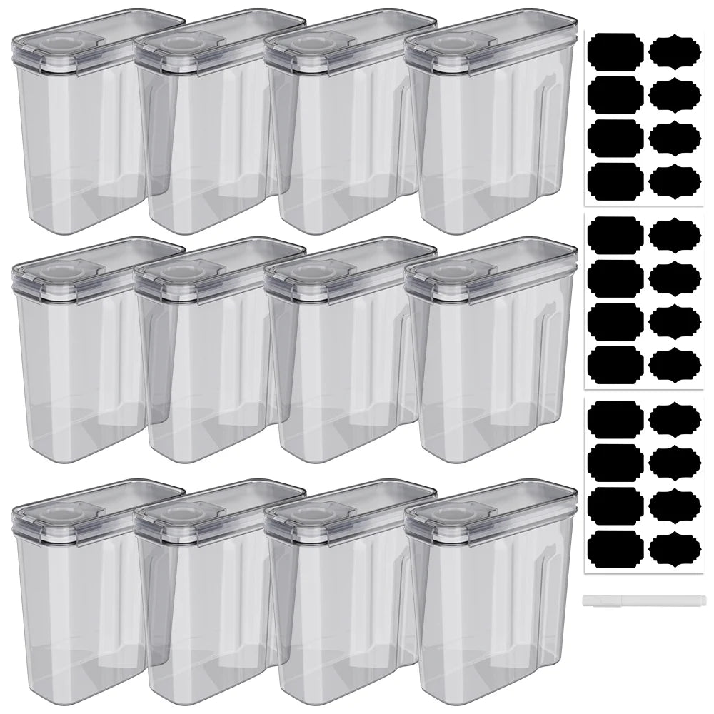Airtight Food Storage Containers With Lid 4/8/12Pcs Storage Jar Cereal Dispenser Kitchen Organizer Transparent Sealed Tank