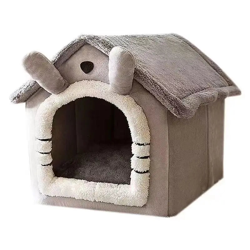 Indoor Warm Dog House Soft Pet Bed Tent Kennel Cat Bed with Removable and Washable Cushion, Suitable for All Seasons