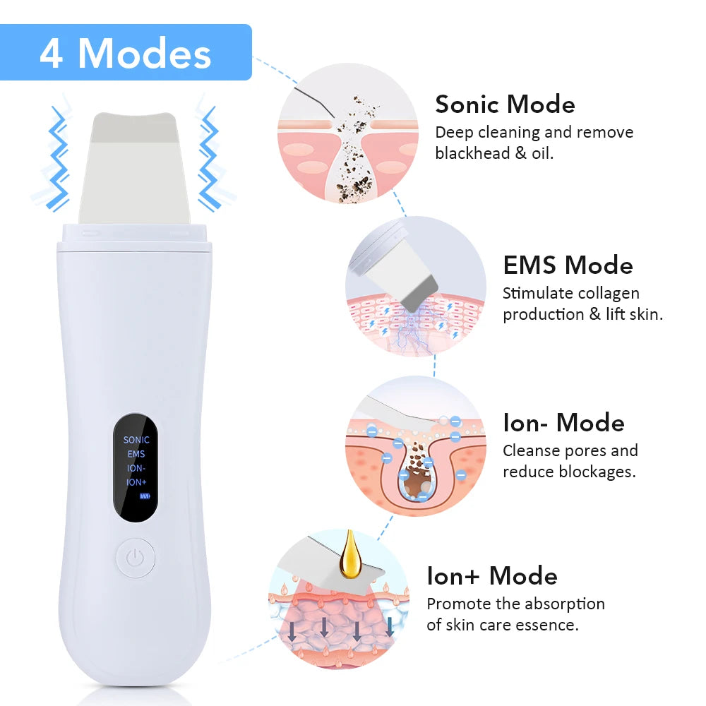 Ultrasonic Skin Scrubber Face Skin Spatula Facial Spatula for Deep Cleansing Blackhead Remover Pore Facial Shovel Cleaner Beauty
