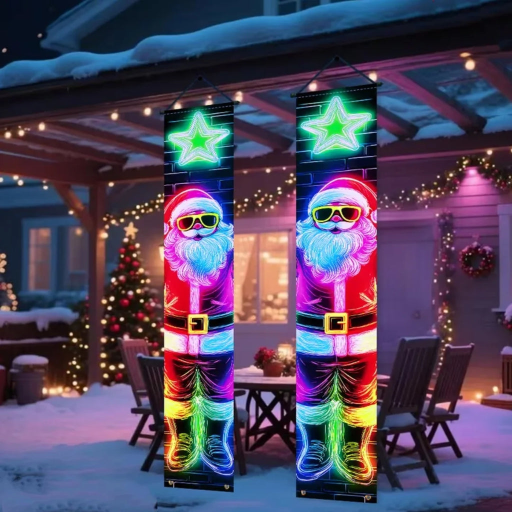 Merry Christmas Theme New Year Party Decorations Couplet Santa Claus Snowman Christmas Tree Wall Door Hanging Flags Banner Props