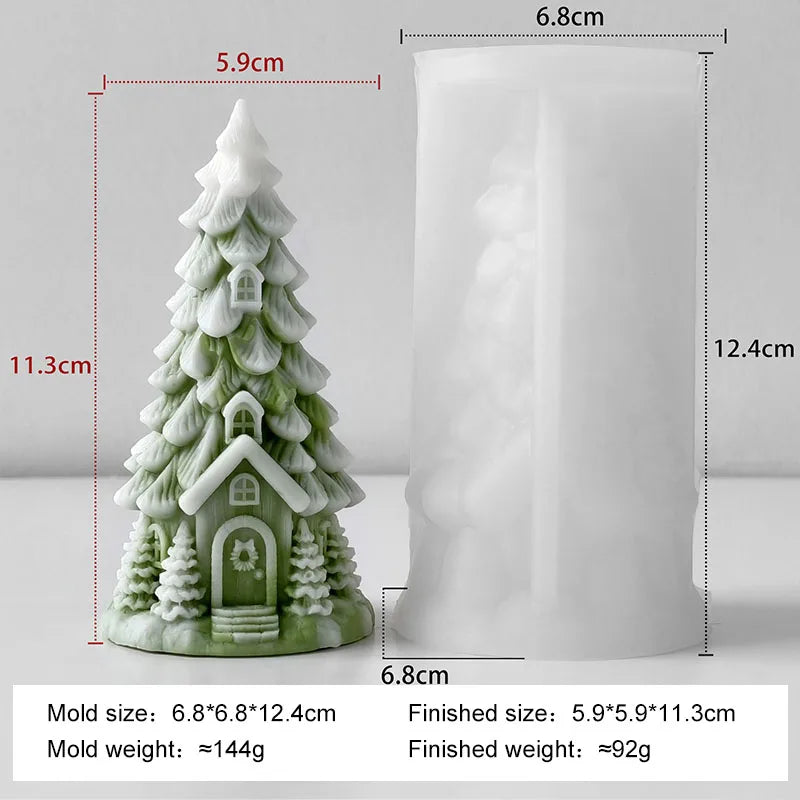 Christmas Tree House Epoxy Resin Casting Silicone Mould Aromatherapy Gypsum Candle DIY Home Decoration Mold